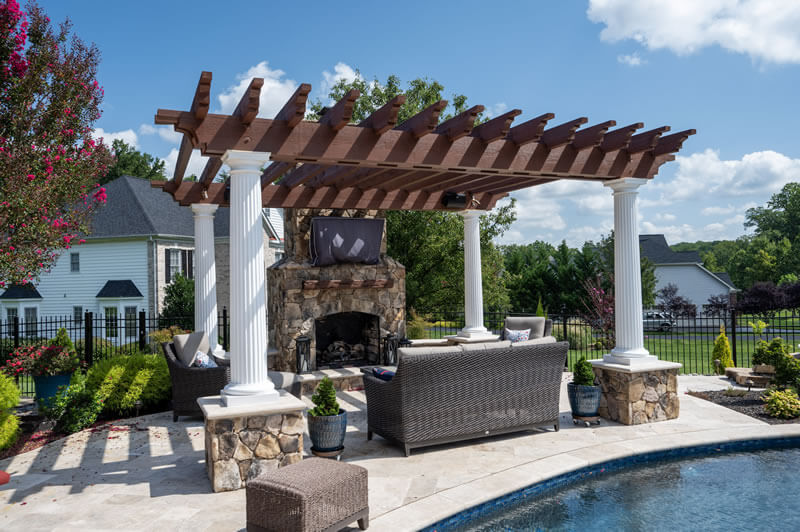 Outdoor Fireplace by the pool