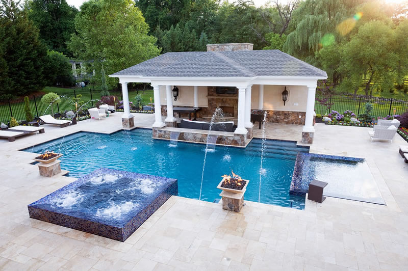 Pool water features